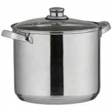 Olla de acero inoxidable universal 11 litros con tapa  vidrio templado ,  26 cm de ancho y 21 cm de alto, acero inoxidable, plateado, 11 litros de volumen, compatible con cualquier fuente de calor incluyendo inducción - Plateado - Ver 6