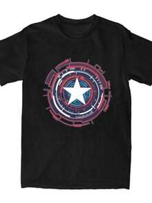 Fashion Captain Americas T Shirt Men Women's Pure Cotton Tee Shirt Gift Idea Clothing - 黑色 - 查看 1