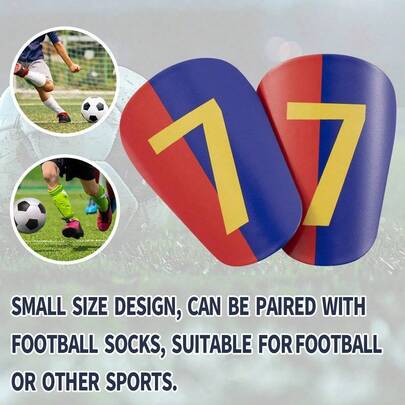 1 Pair Mini Size Football Shin Guards With 7 Number, Thick Impact Resistant Leg Protector, Comfortable & Lightweight, Durable Criss-Cross Design, Suitable For Training And Match, Football Accessory
