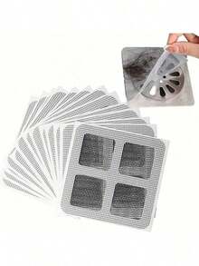 20/10 PCS Disposable Floor Drain Stickers | Invisible Thin Hair Catcher Mesh - Waterproof Adhesive Hair Filter Net For Bathroom Shower Drain Anti-Clogging - Multicolor - View 3