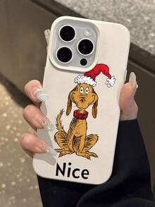 Funda para móvil con diseño de gorro de Papá Noel para perro. Compatible con teléfonos ,  17,  16 Pro Max,  15 Pro Max,  13 y  12. Fabricada en TPU, ofrece protección contra golpes y caídas. Un regalo ideal para familiares, amigos, seres queridos, parejas y para Navidad. - Blanco - Ver 4