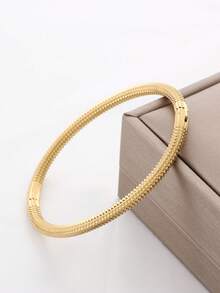 1pc 18K Gold Plated Stainless Steel Spiral Bracelet For Women, Fashionable, Elegant, Waterproof Bangle Suitable For Daily Wear, Vacation, Party And More Occasions - Thread - View 5