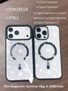 白色蝴蝶结磁吸手机壳，冬季雪花图案，兼容 16 Pro Max、11/12/13/14 Plus、15 Pro/15 Plus/15 Pro Max、7 Plus/8 Plus、X/XS Max/XR、11 Pro/12 Pro/13 Pro/14 Pro、12 Mini/13 Mini、11 Pro Max/12 Pro Max/13 Pro Max/14 Pro Max/14 Plus、6/6S/6 Plus、7/8、16 Pro、16 Pro、16 Plus、16 Pro Max、12 Pro、17、17 Pro Max - 黑色 - 查看 8