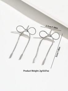 1 pereche de cercei eleganți cu ciucuri și fundă, design strălucitor de culoare aurie, delicati și grațioși, potriviți pentru diverse ocazii