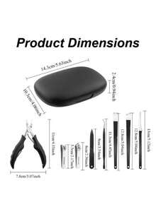 8pcs Black Nail Clippers Set, Stainless Steel Sharp Ingrown Nail Clippers, Specialized For Thick & Hard Nails, Manicure & Pedicure Kit, Portable Nail Care Tools For Elderly, Men And Women - Multicolor - View 11