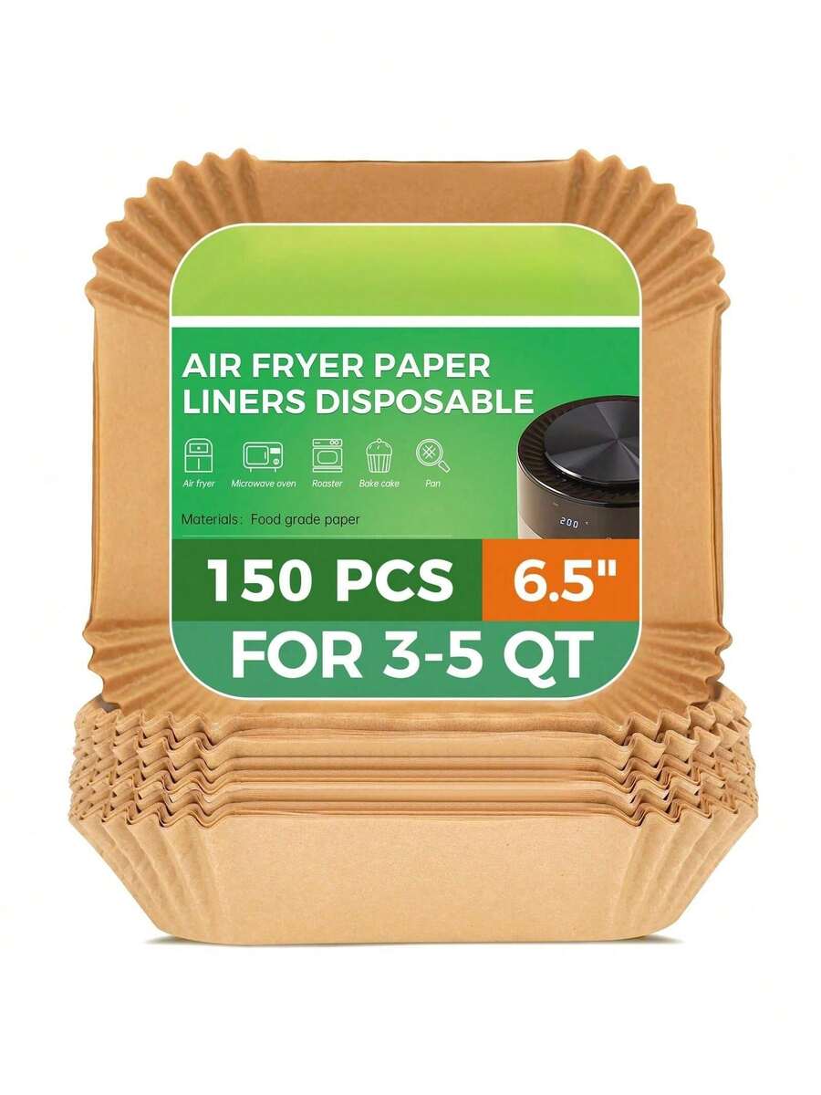 100/150/200Pcs Air Fryer Liners Disposable, 8" Square Unbleached Parchment Paper Liners Non-Stick & Waterproof Oilproof For 5-8 QT Airfryer Basket, Baking, Roasting Microwave, Oven - 150 chiếc - Xem 1