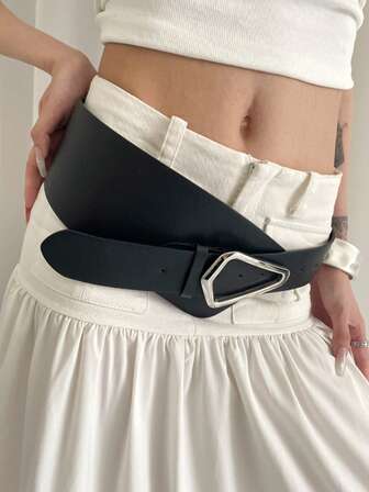 Cinturón ancho de moda en color negro, diseño versátil para combinar con faldas, cinturón decorativo y personalizado para la cintura