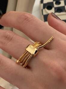 1枚可调节金属链戒指，时尚欧美风格，适合女性和女孩佩戴，可用于旅行、婚礼、派对、生日、圣诞节等场合。