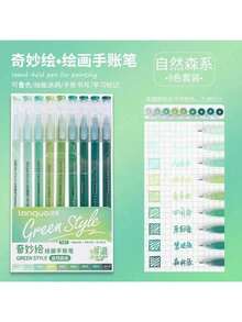 6支/9支装朗奇炫彩渐变色笔/荧光笔,0.5mm笔尖,透明笔杆,适用于绘画、标记、学生笔记、素描、手册制作、办公用途 - 彩色 - 查看 14