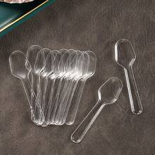 100 Pieces Of Transparent Plastic Spoons, Mini Disposable Spoons, Small Dessert Ice Cream Table Utensils, Jelly Yogurt Tasting Products, Appetizers, Family Parties, Picnics, Restaurant Kitchen Supplies, Suitable For Festivals, Birthday Parties, Parties, Wedding Parties, Graduation Season, Back To School Season Parties - Transparent - View 8