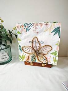 1pc Ginkgo Biloba Decor Napkin Holder, Gold Napkin Storage Rack For Dining Table - Gold - View 15