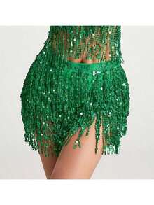 肚皮舞流苏腰链波西米亚风臀巾新款亮片腰带，闪亮迷你裙，肚皮舞嘻哈裙，流苏臀巾，适合假日肚皮舞臀巾，亮片流苏裹裙，适合女士闪亮服装、舞蹈服装、沙滩音乐节嘉年华派对闪亮连衣裙！ - 彩色 - 查看 18