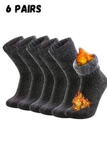 1/3/6 Pairs Extra Thick Sherpa Lined Winter Socks For Men - Comfortable And Soft Christmas Gift For Dad, Suitable For Cold Weather, Long Socks, Winter, Black Socks, Warm Ladies Socks, Casual Thick Moisture Wicking Comfortable Crew Socks, Durable And Long-Lasting, Unisex, Fall