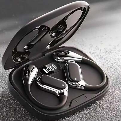 Auriculares inalámbricos, auriculares Bluetooth 5.4, auriculares inalámbricos para correr con micrófono de cancelación de ruido ENC, diseño supraural, potenciador de graves 3D, auriculares deportivos, estilo de gancho para la oreja, compatible con iOS/Android