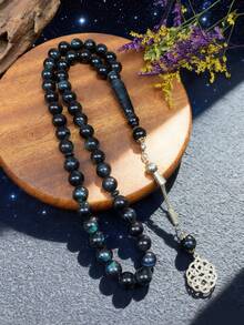 1pc Classic Ink Floral Pattern Resin Bracelet, Suitable For Men's Daily Wear - Beads - View 16