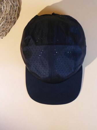 1 pieza Gorra de béisbol con visera plana, negra, unisex, de malla transpirable y hueca, sombrero de sol de verano de secado rápido, diseño de ventilación a la moda, adecuado para béisbol, correr, senderismo y deportes diarios