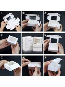 50pcs Small Rectangular Kraft Paper Boxes With Clear Window, Mini Soap Gift Boxes, Suitable For Jewelry Display, Wedding Party Favors - White - View 6
