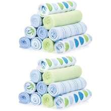 Spasilk - Juego de Toallas para niños y niñas recién Nacidos, Juego de Toallas de Rizo Suave, Paquete de 20, Color Aguamarina(Azul (Blue Dogs)) - Multicolor - Ver 1