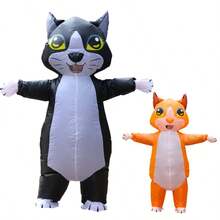 Adult Black & Orange Inflatable Cat Costume, Suitable For Halloween, Christmas, Carnival And Costume Parties - Multicolor - View 11