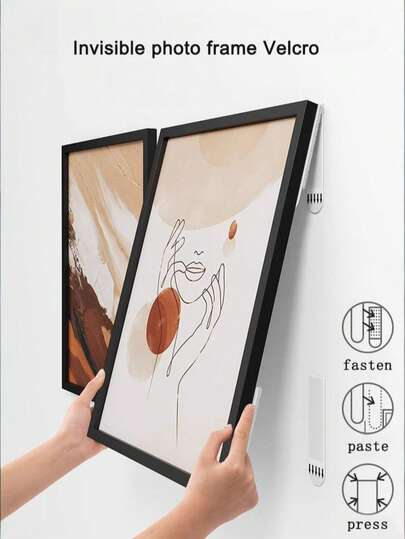 12/24 Pairs Of Traceless Photo Frame Hook And Loop - Non Destructive Installation, Dual Piece Hook And Loop For Easy Removal And Installation, No Need For Punching Fixed Stickers Suitable For Remote Control, Photo Frame, Socket, Etc., Without Damaging The Wall