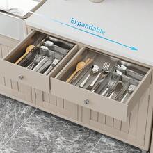 HAWTUtensil Drawer Organizer - Expandable Cutlery Tray Silverware/Flatware Storage Divider For Kitchen Mesh Designing With Non-Slip Rubber Feet Silver - 銀色 - 查看 2