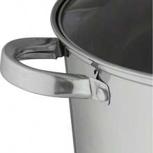 Olla de acero inoxidable universal 11 litros con tapa  vidrio templado ,  26 cm de ancho y 21 cm de alto, acero inoxidable, plateado, 11 litros de volumen, compatible con cualquier fuente de calor incluyendo inducción - Plateado - Ver 2