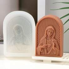 Moldes de silicona con diseños religiosos de María y la Cruz - Duraderos y de fácil desmoldeo para velas, resina, manualidades de arcilla, diseños religiosos intrincados ideales para decoración espiritual y regalos de bricolaje con temas de fe - Blanco - Ver 9