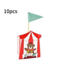 10Pcs Creative Circus Candy Boxes For Baby Birthday Party, Animal Series Cute Cartoon Lion Gift Boxes, Themed Party Candy Packaging For Kids - Multicolor - View 9