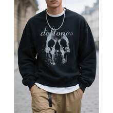 Men's Crew Neck Sweatshirts Skull And 'defton Es' Band Tribute Printed Graphic Print Casual Pullover Sweatshirt For Fall Winter Hoodies Y2kwomen's Winter Clothes Sweatshirts Warm Clothes For Woman Cute Winter Clothes Crewneck Sweatshirt Oversized Sweatshirt Woman Cozy Women Sweatshirts Crewneck Sweatshirt Women - 黑色 - 查看 8