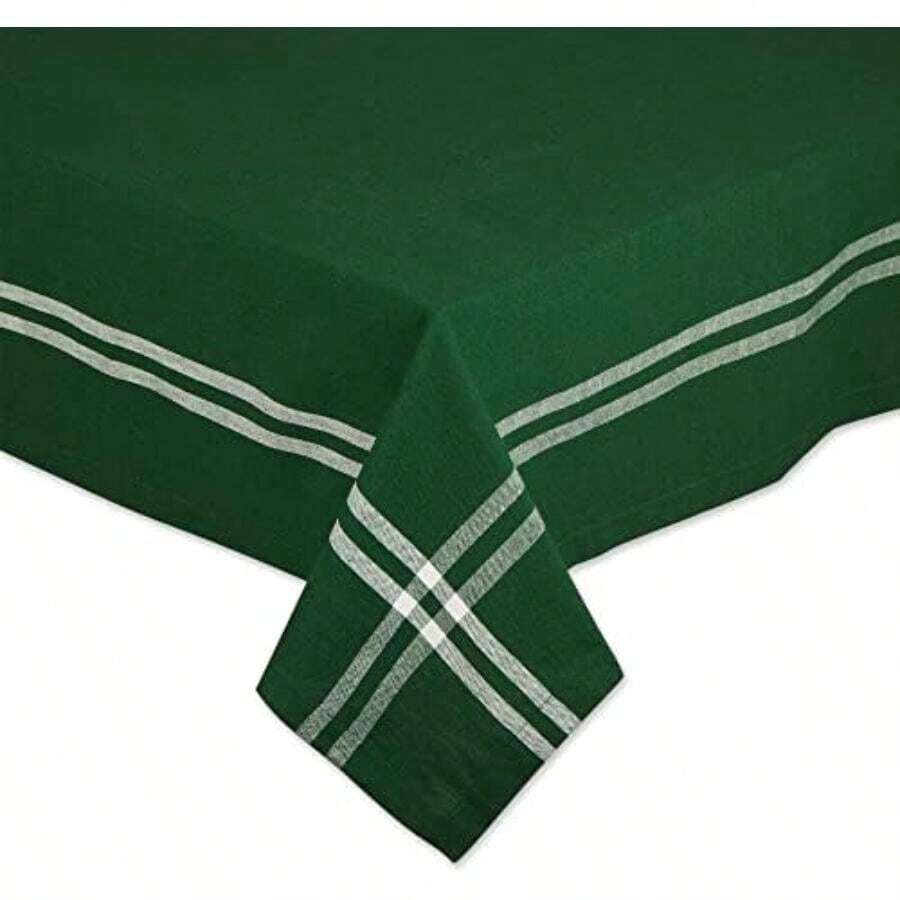 DII 100% algodón, Lavable a máquina, Mantel Individual a Rayas francesas para cenas, Verano y picnics Aire Libre, Nautical Blue Stripes, Tablecloth - 60 x 84, 1(264.2 x 152.4 cm (Rectangular) Verde bálsamo) - Multicolor - Ver 1