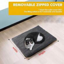 Lit auto-chauffant pour chat, tapis auto-chauffant pour animaux de compagnie, coussin pour animaux de compagnie super chaud pour une utilisation intérieure et extérieure, avec housse amovible, fond antidérapant, lavable, sans chauffage électrique - Gris - Voir 3