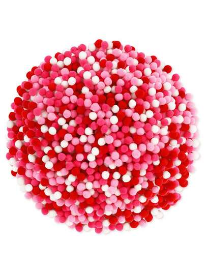 1000 st plyschpompoms, finns i rött, vitt och rosa, fluffiga pompoms lämpliga för små hantverk, perfekt för alla hjärtans dag, gör-det-själv-bröllopsfester, konst och hantverk, heminredning