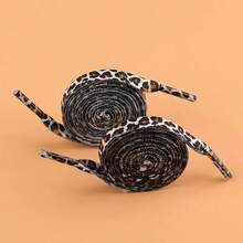 1 Pair Leopard Print Canvas Flat Shoes With Shoelace, Casual Sports Shoes For Women, Black & Multi-Color Women Men Sneakers Shoes, Casual Shoes,White Shoes - 黑與白 - 查看 2