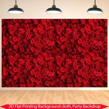 1pc Bright Red Rose Photography Background, Polyester Material, For Party Photo Background, Engagement, Wedding, Mother's Day, Birthday, Party Supplies, Wall Decoration, Indoor And Outdoor Decoration, Courtyard Garden Party - Multicolor - View 13