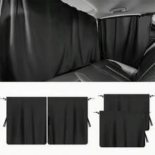 4件套汽车隐私帘 - 适用于轿车和SUV,包含后排座椅和侧窗隔断帘,并附赠收纳袋 - 黑色 - 查看 6