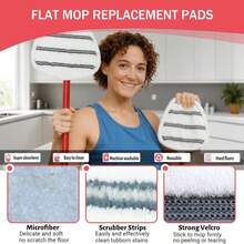 10 Pack Flat Mop Replacement Pads, Spin Mop Pad Replacement, Mop Refill Pads For O-Cedar EasyWring, 1 Mop Base And 1 Scraper For Cleaning Floor, Wall, Ceiling, Easy To Replace - Màu B - Xem 3