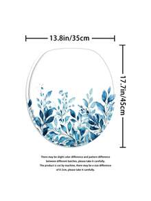 1/3/4-Piece Shower Curtain Bathroom Set, Simple Blue Leaf Pattern, Waterproof And Durable Accessories, With 12 Hooks - Includes Toilet Seat Cover, Bath Mat And Rug - Non-Slip Polyester Fabric - Washable - Perfect For Holiday Decorations, Home/Bedroom/House/Western Style Decor. - Multicolor - View 7
