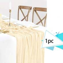 10条米色粗麻布桌旗，波西米亚农舍风格桌旗，适用于婚礼、婴儿派对和节日装饰 - 米色 - 查看 11