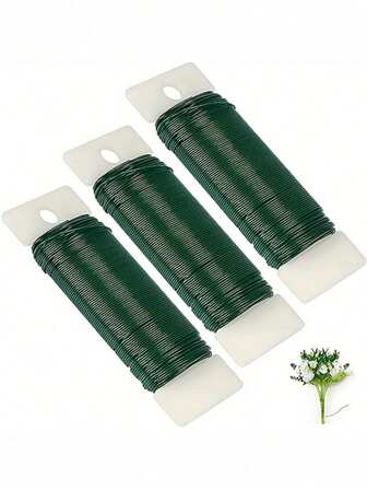 Vibrant Green Floral Wire - Flexible, No. 22 Flexible Paddle Wire Florist Wire Green Wire, DIY Floral Material Handmade Wire Stem Accessories, For DIY Crafts, Christmas Wreath Trees, Garland And Flower Arrangement And Other Handicraft Production