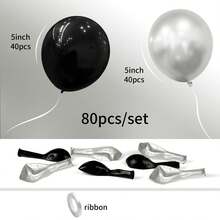 50~200pcs Silver And Black Balloons, 5/10/12 Inch Balloon Black Metallic Silver Thick Latex Balloons For Birthday Wedding Engagement Anniversary New Year Graduation Shower Gender Revealing Bachelor Party Decorations - Black and Silver - View 23
