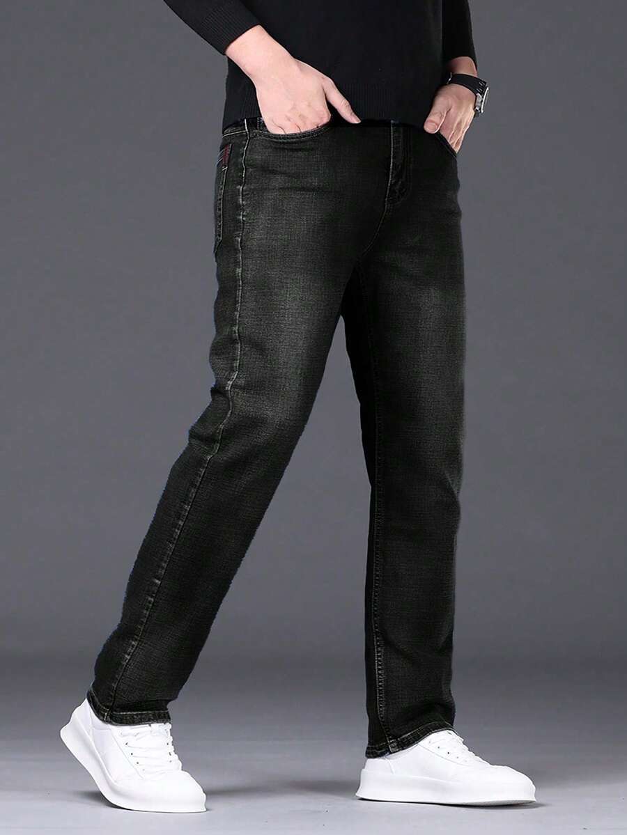 男士商务休闲直筒牛仔裤，弹力牛仔裤，适合日常穿着，时尚百搭