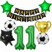 Balón de fútbol, balón de trofeo, globos de cumpleaños con temática verde, decoraciones de fiesta, accesorios para fotos - Verde - Ver 15