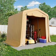 CHARMELEON 8x8FT Heavy Duty Outdoor Storage Shelter,Portable Garage Shelter For Garden Tool Motorcycle Bike,All-Steel Metal Frame Storage Tent With Dual Doors&Thickened Fabric (Dark Gray) - Khaki - View 2