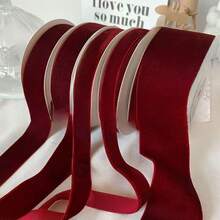1pc 5 Yards Luxury Burgundy Velvet Ribbon - Soft, Single-Sided, Durable, Suitable For Gift Wrapping, DIY Jewelry Making, Christmas Tree Decoration, Wedding Decor, And Home Decoration - Perfect For Crafting And Embellishment, Valentine's Day Party, Home Decor, Home Gifts - Red - View 3