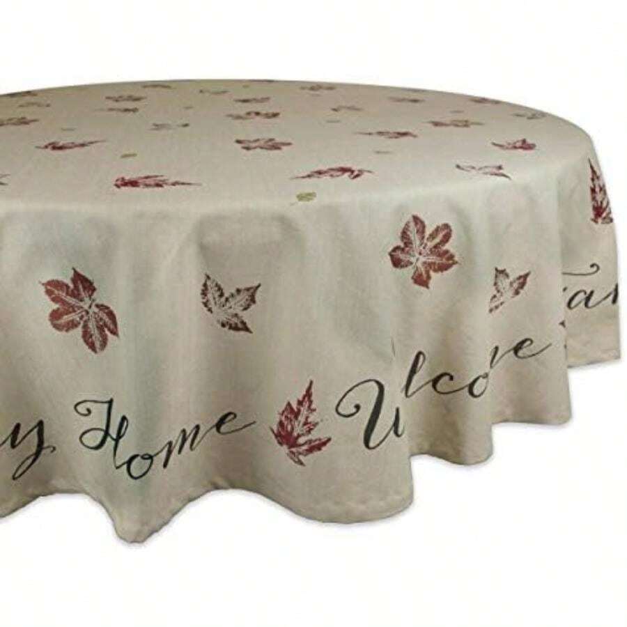 DII Buffalo Check Collection - Mantel rústico clásico, 52 x 52 pulgadas, rojo y negro(Hojas de otoño) - Multicolor - Ver 1