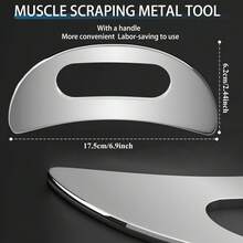 Stainless Steel Gua Sha Massage Tool, Fascia Gua Sha Board, Suitable For Body, Legs, Waist, Back And Hands - Soft Tissue And Muscle Relaxation, Physiotherapy Massage | Ergonomic Design | Body Massager - Silver - View 5