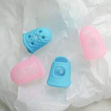3 Pieces/Set Of Handmade Finger Cots, Cross Stitch Special Protective Sleeves, Sewing Top Needle Fingers, Silicone Finger Protection Sleeves, Silicone Finger Sleeves - Large (Blue) - View 1