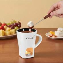 1 Piece Of Multifunctional Ceramic Chocolate Hot Pot Set, Melting Cup With Tea Light, Compact And Portable, Suitable For Indoor Use, Ideal For Chocolate, Cheese, And Caramel – Durable Design With Ease Of Cleaning, Romantic Gift, - Multicolor - View 5
