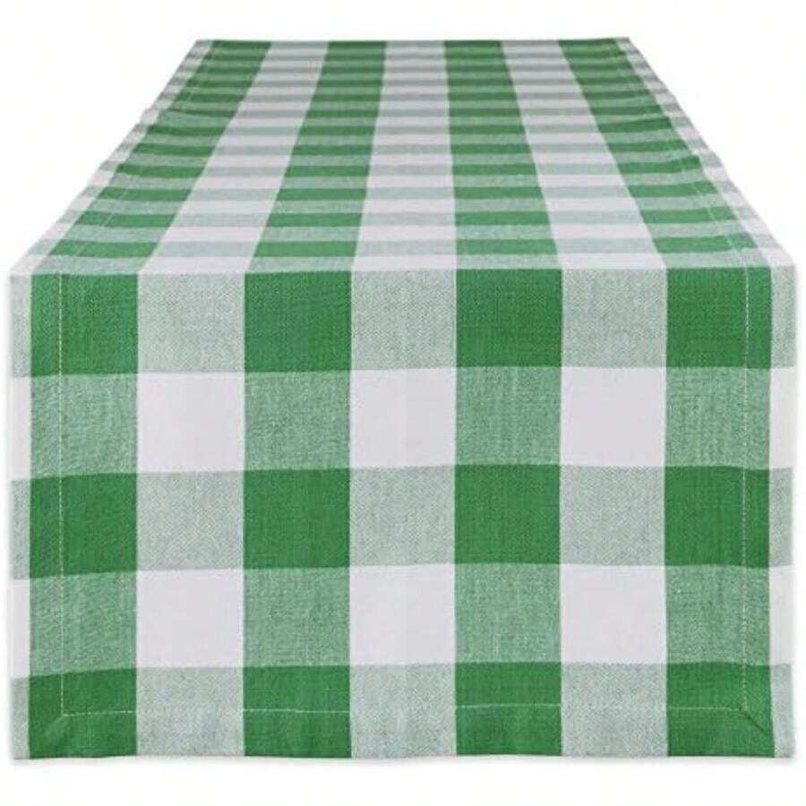 DII Buffalo Check Collection, Mantel clásico de Granja, Tablero de Mesa, 40 x 40, Rosa y Blanco(Verde y blanco Moderno) - Multicolor - Ver 1