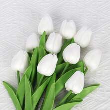 10 piezas de Flores de Tulipán Artificiales, Tulipanes de Tacto Real para Decoración del Hogar, Decoración de Bodas, Ramos, Día de la Madre, Día de San Valentín - Multicolor - Ver 8